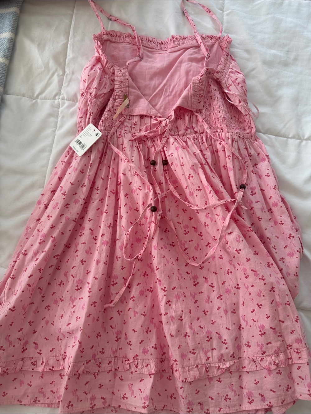 Free People Pink Floral Mini Dress with Spaghetti Straps - Picture 3 of 3